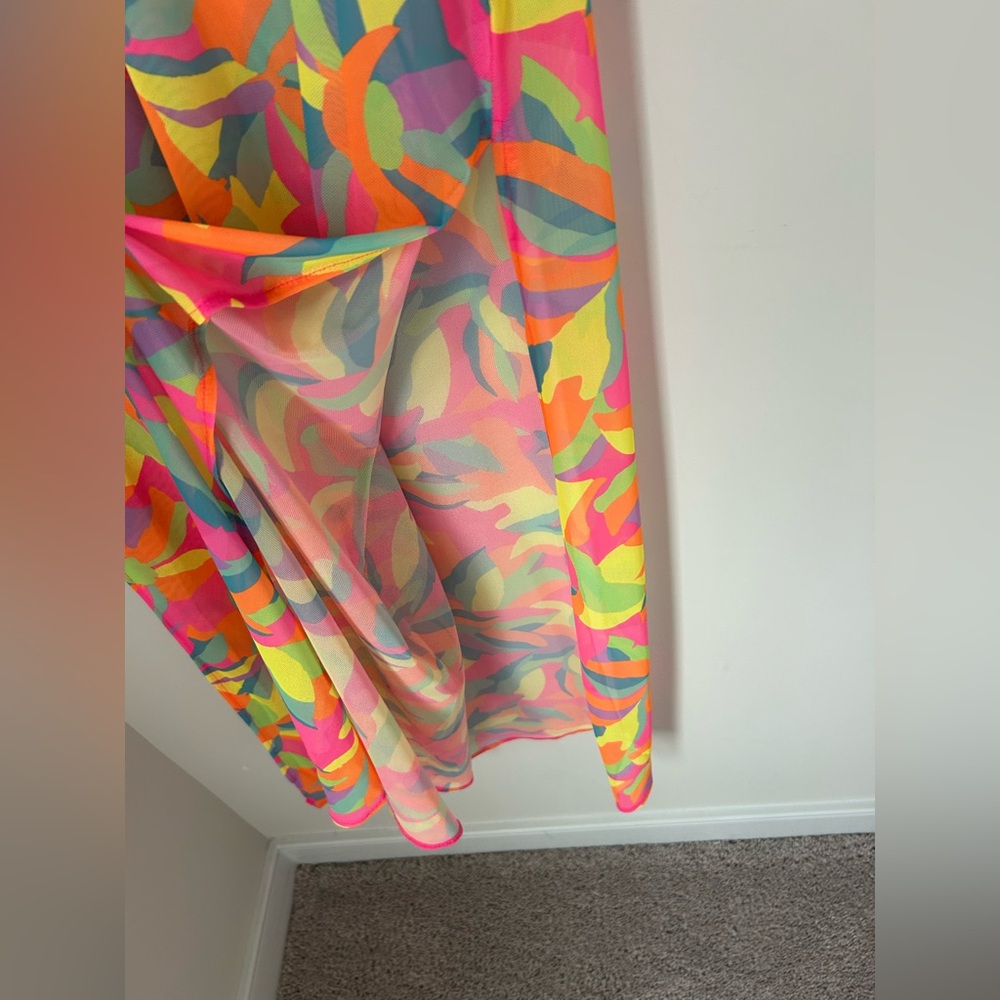 Show me your Mumu mesh neon abstract printed maxi cover up dress - Picture 4 of 5